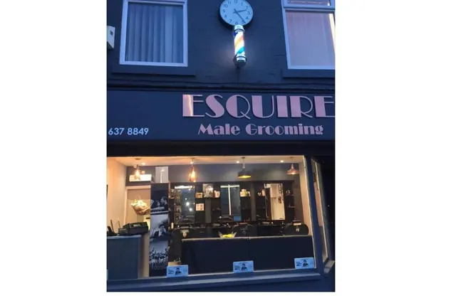 The Esquire Male Grooming shopfront on Bury Old Road